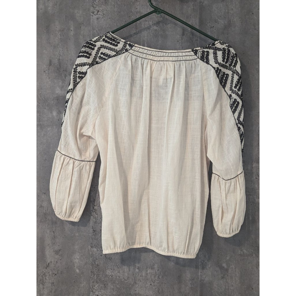Women's Chelsea & Violet Blouse, Size L, White with Black Embroidery - Picture 6 of 6
